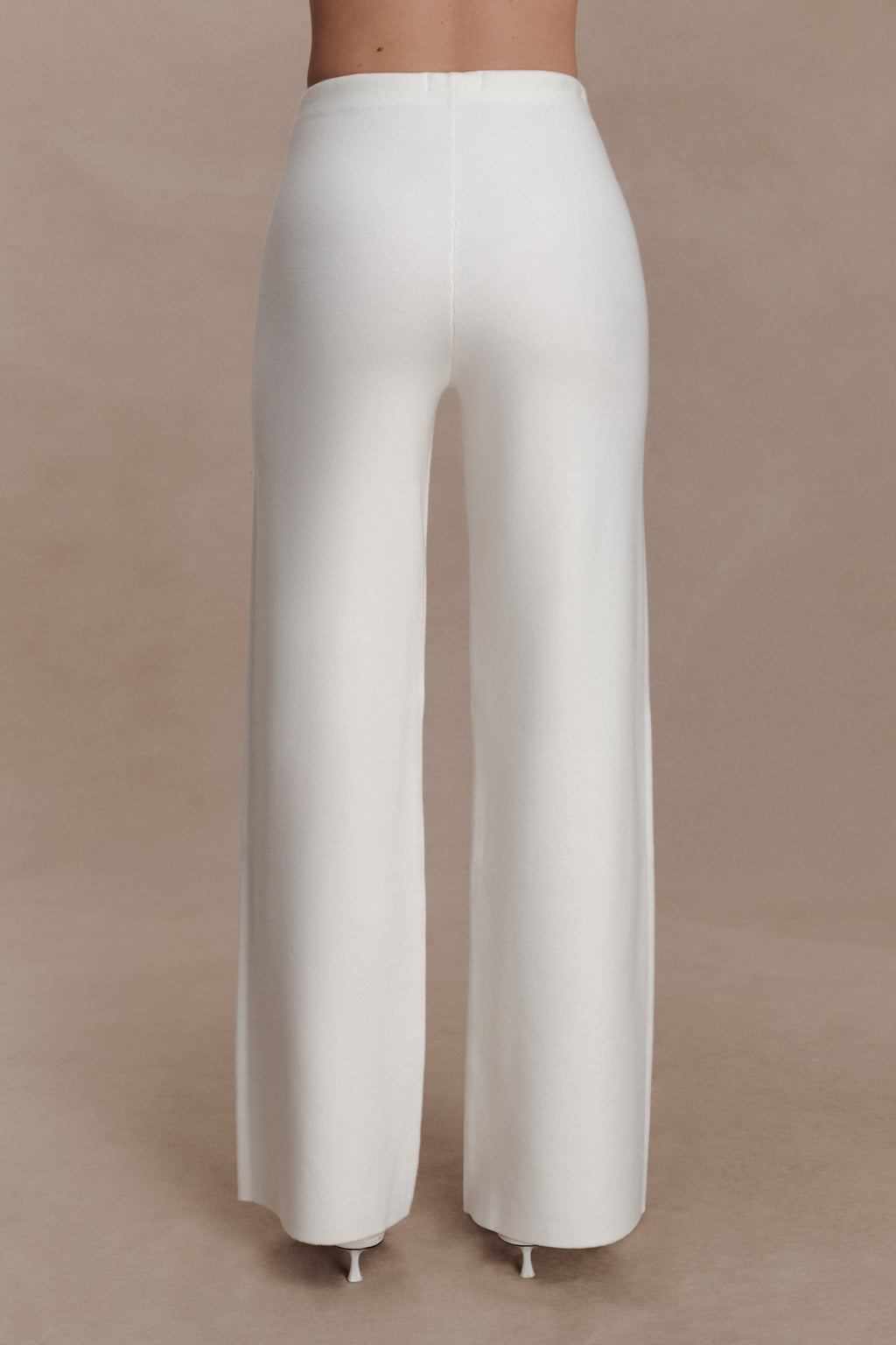 Straight Leg Knit Pants - Off White