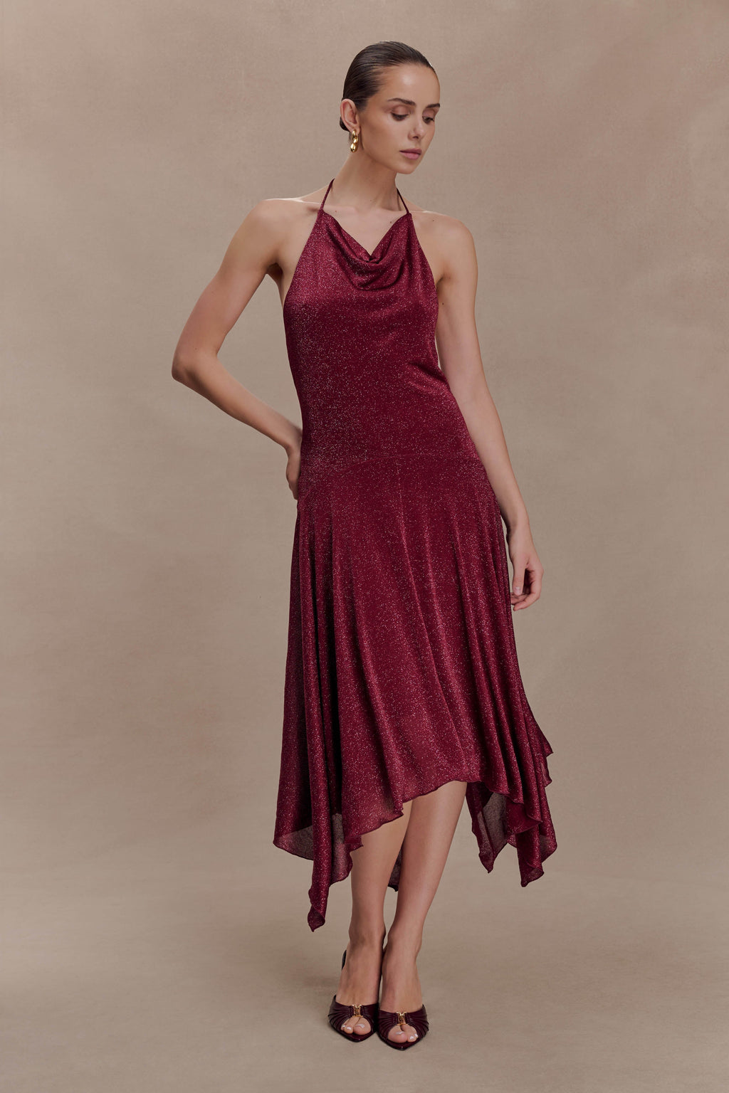 Hankie Midi Dress - Wine