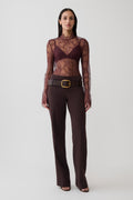 Straight Leg Suiting Pant - Burgundy