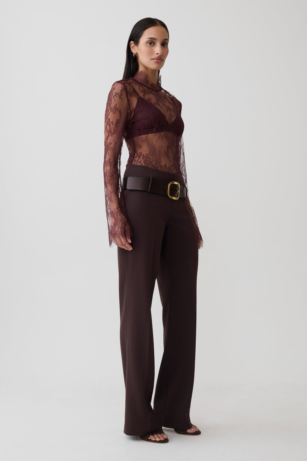 Straight Leg Suiting Pant - Burgundy