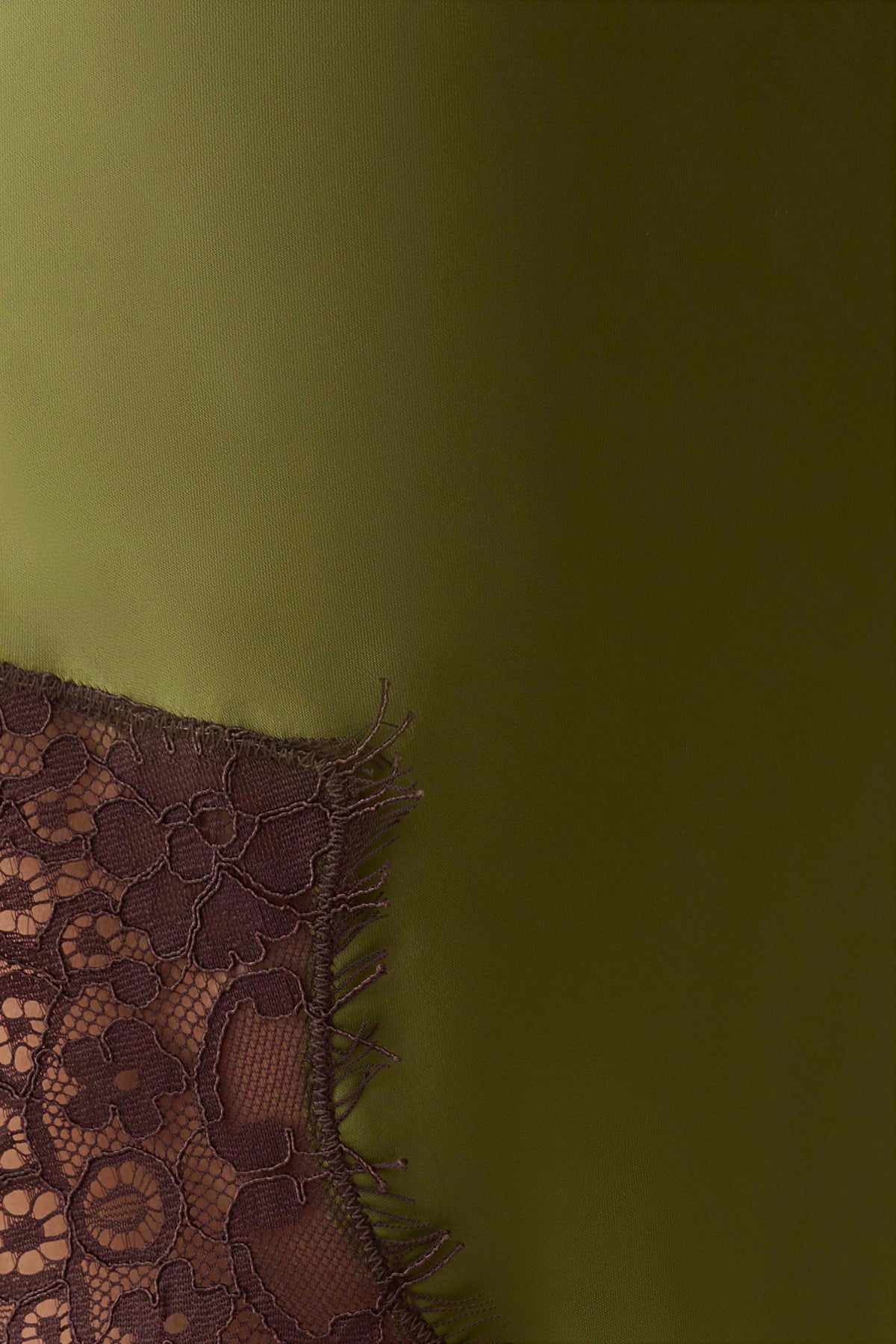 Satin And Lace Midi Skirt - Olive