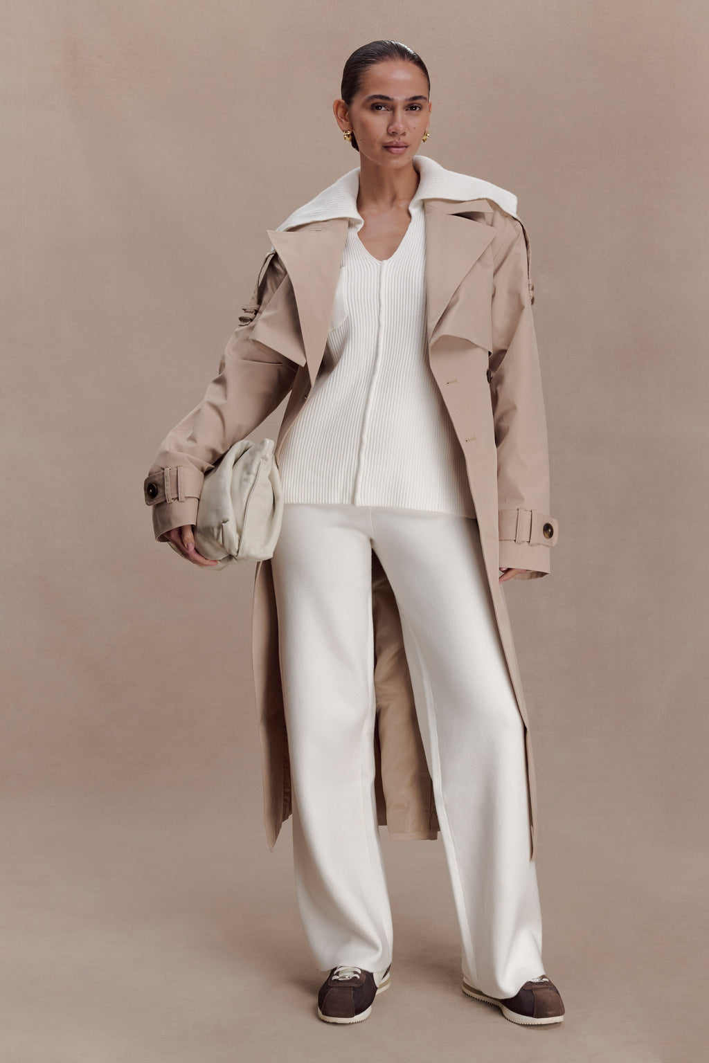 V Neck Knit Jumper - Off White