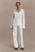 Straight Leg Knit Pants - Off White