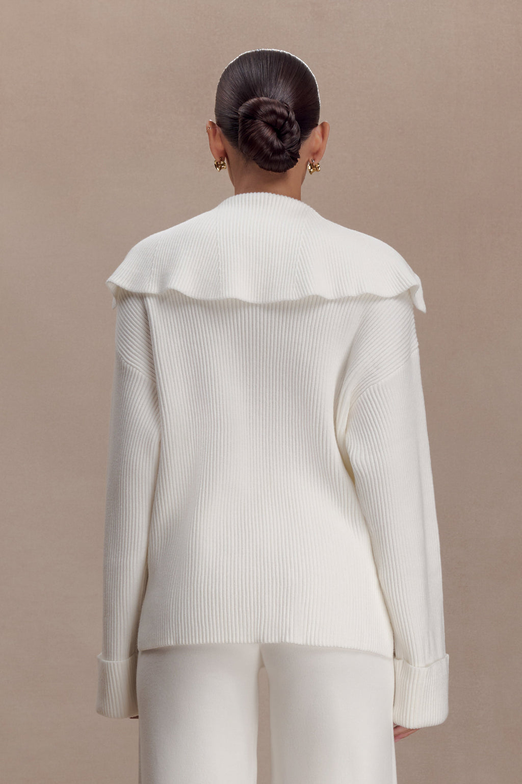 V Neck Knit Jumper - Off White