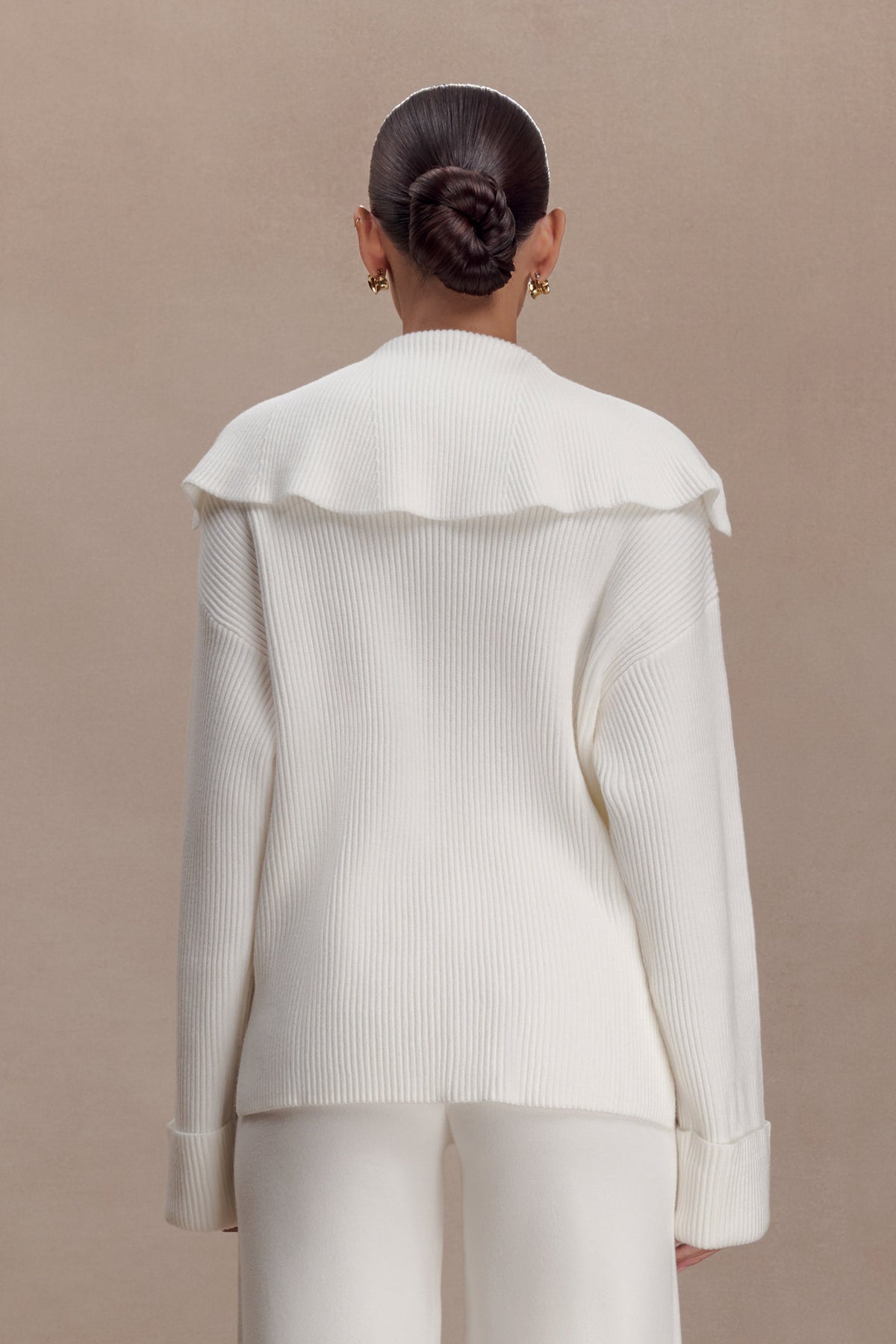 V Neck Knit Jumper - Off White