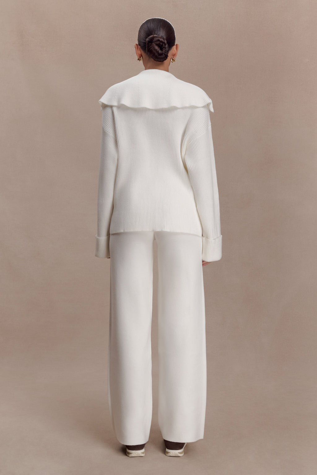 Straight Leg Knit Pants - Off White