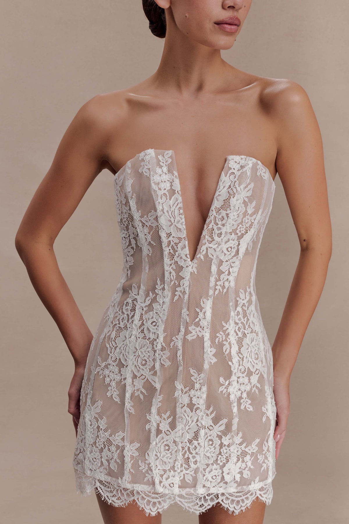 Lace Corset Mini Dress - Ivory