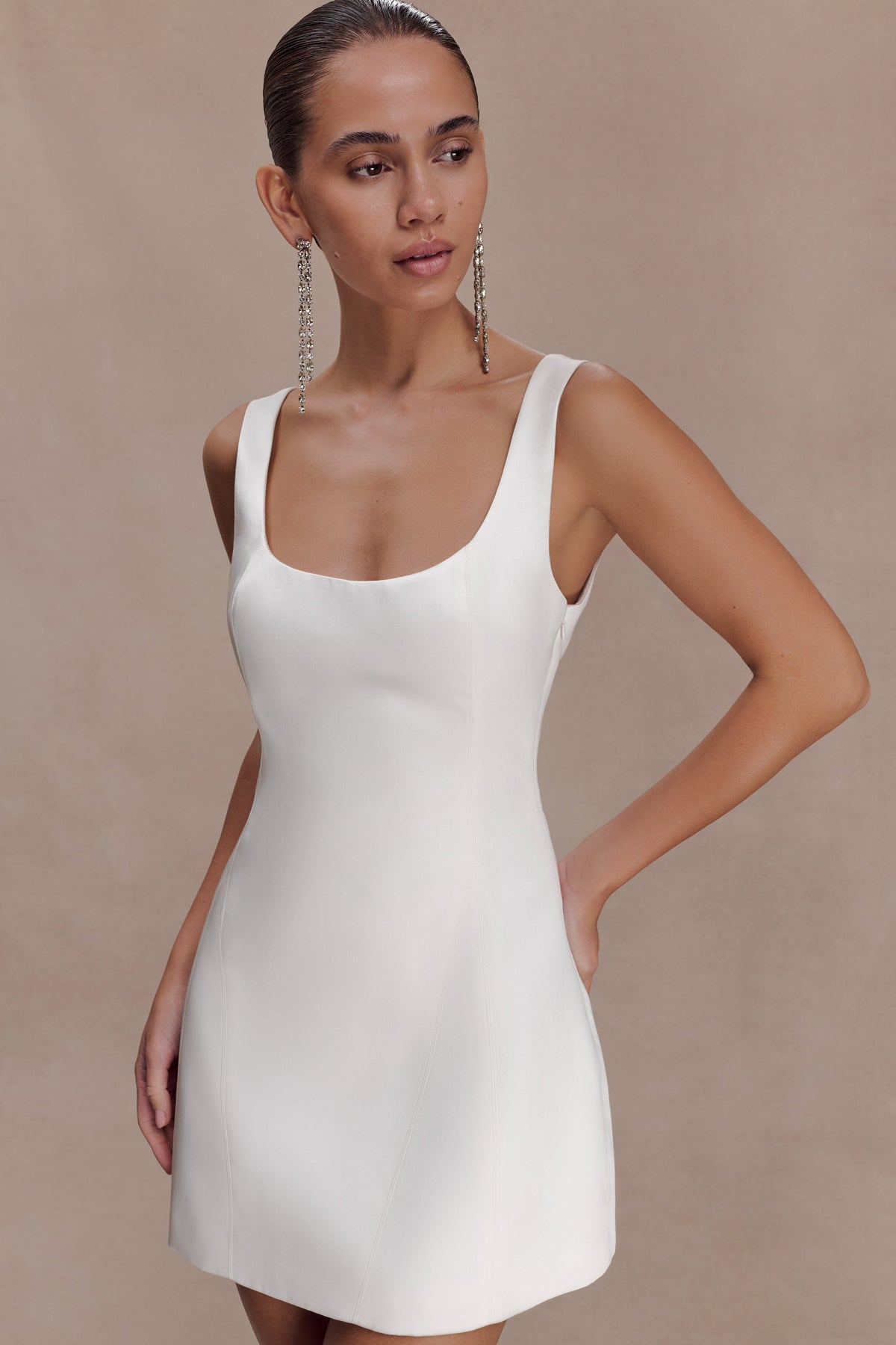 Satin Mini Dress - White