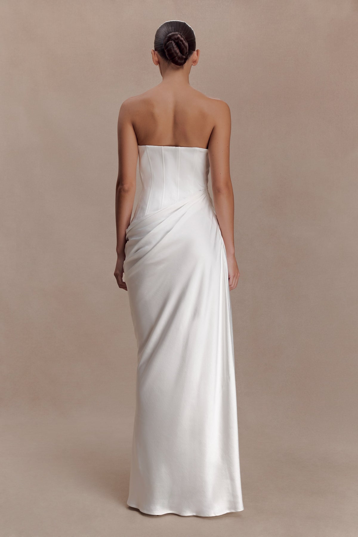 Strapless Draped Waist Maxi Dress - Ivory