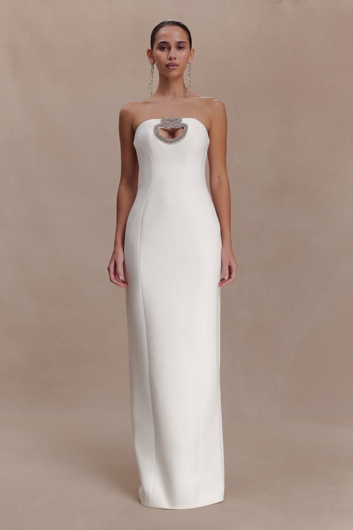 Embellished Strapless Maxi Dress - White