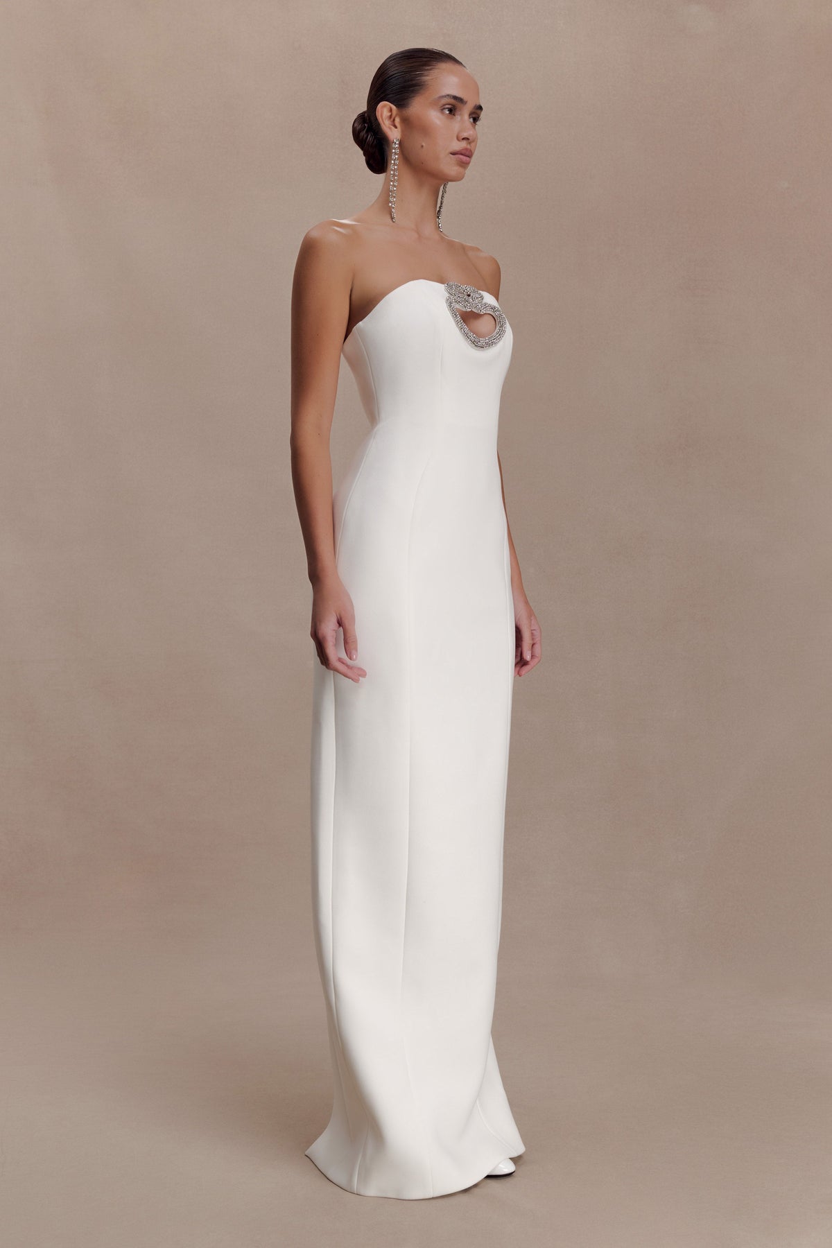Embellished Strapless Maxi Dress - White