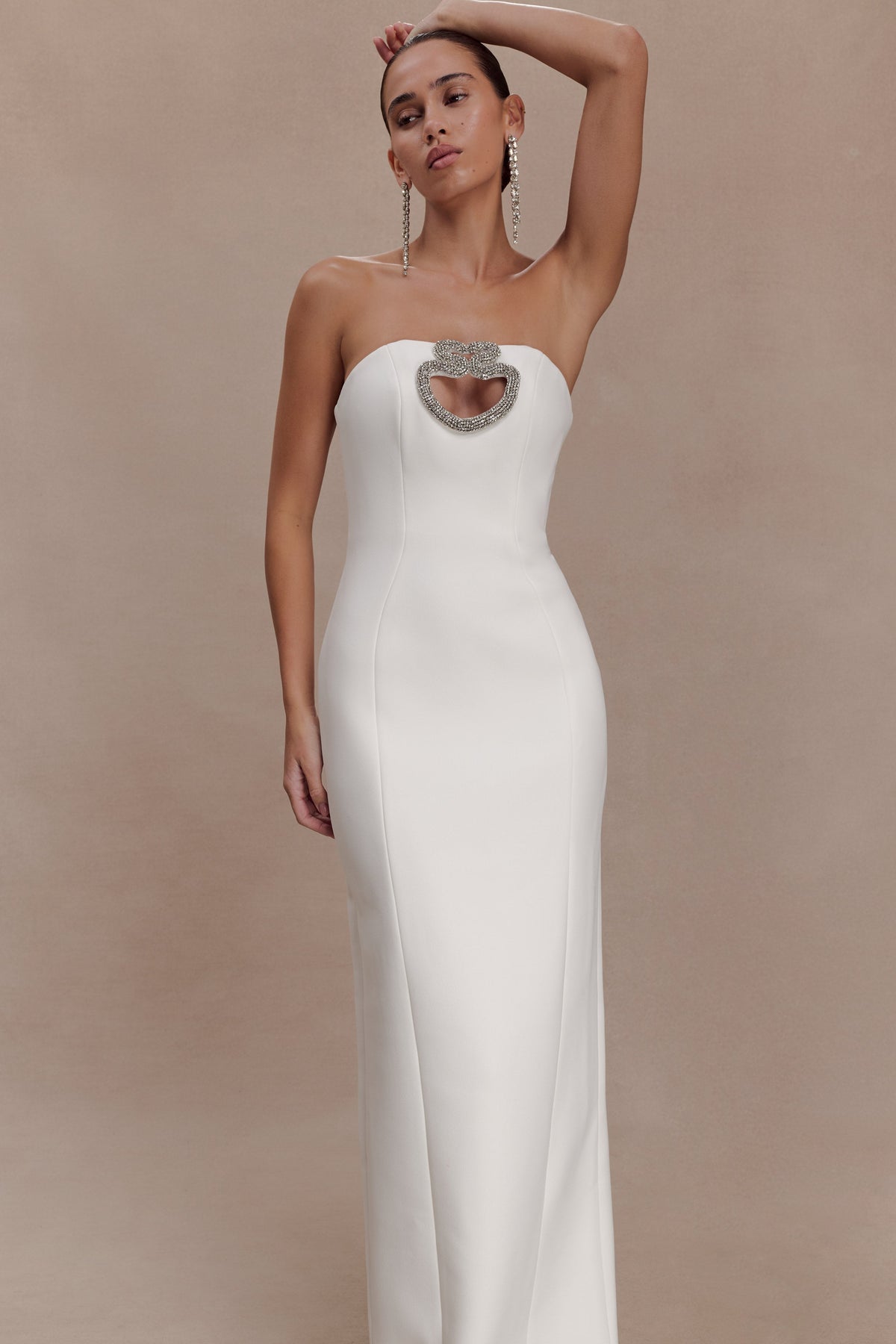 Embellished Strapless Maxi Dress - White