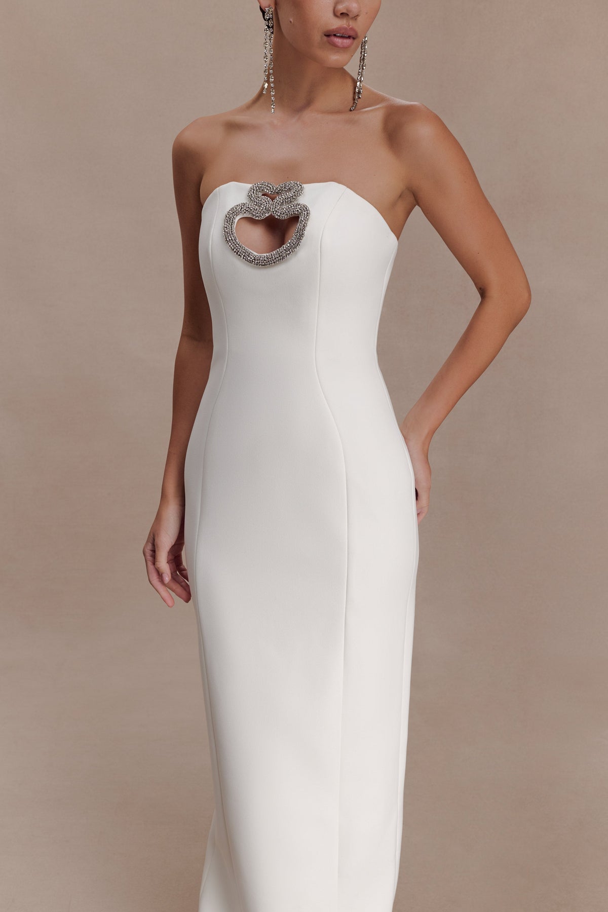 Embellished Strapless Maxi Dress - White