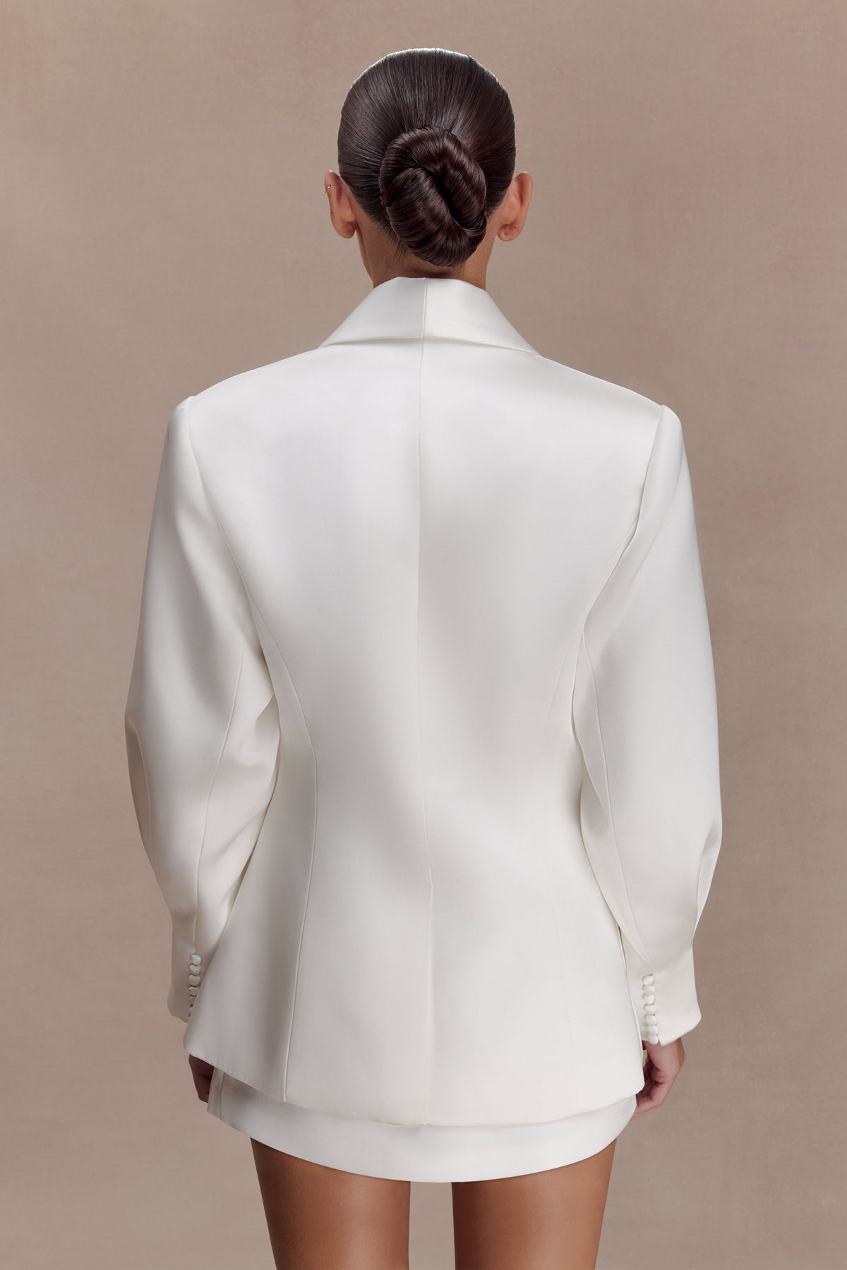 Oversized Satin Blazer - Ivory