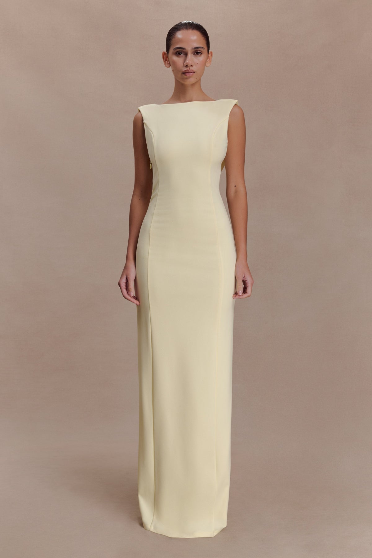 Crepe Draped Maxi Dress - Lemon