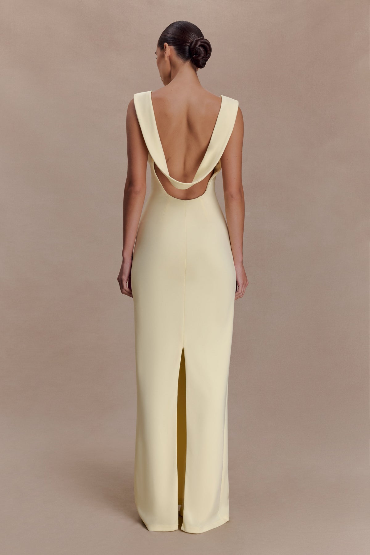 Crepe Draped Maxi Dress - Lemon
