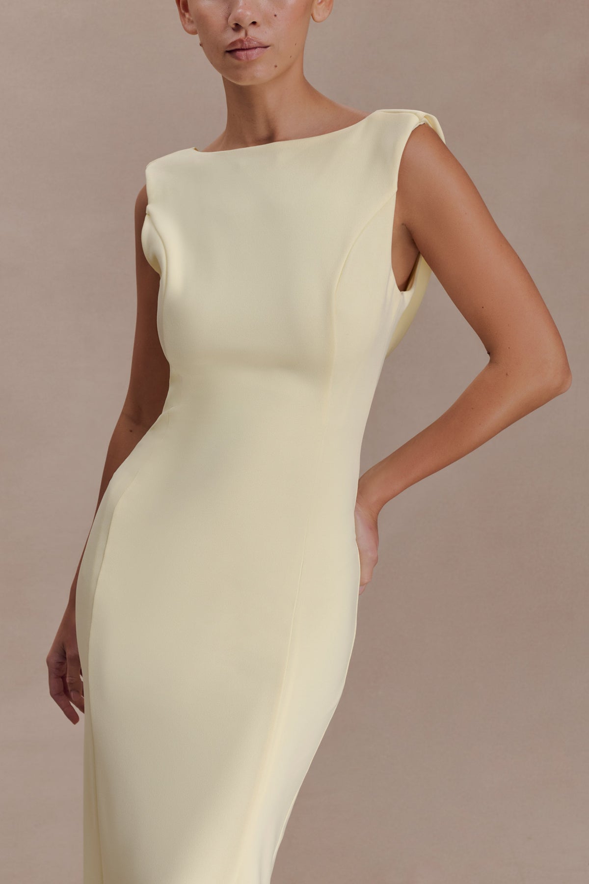 Crepe Draped Maxi Dress - Lemon