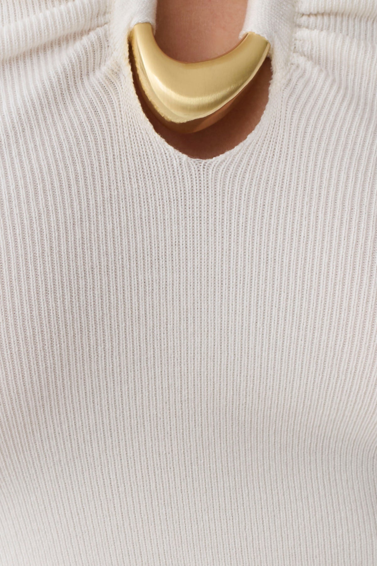 Knit Halter Top With Hardware - Ivory
