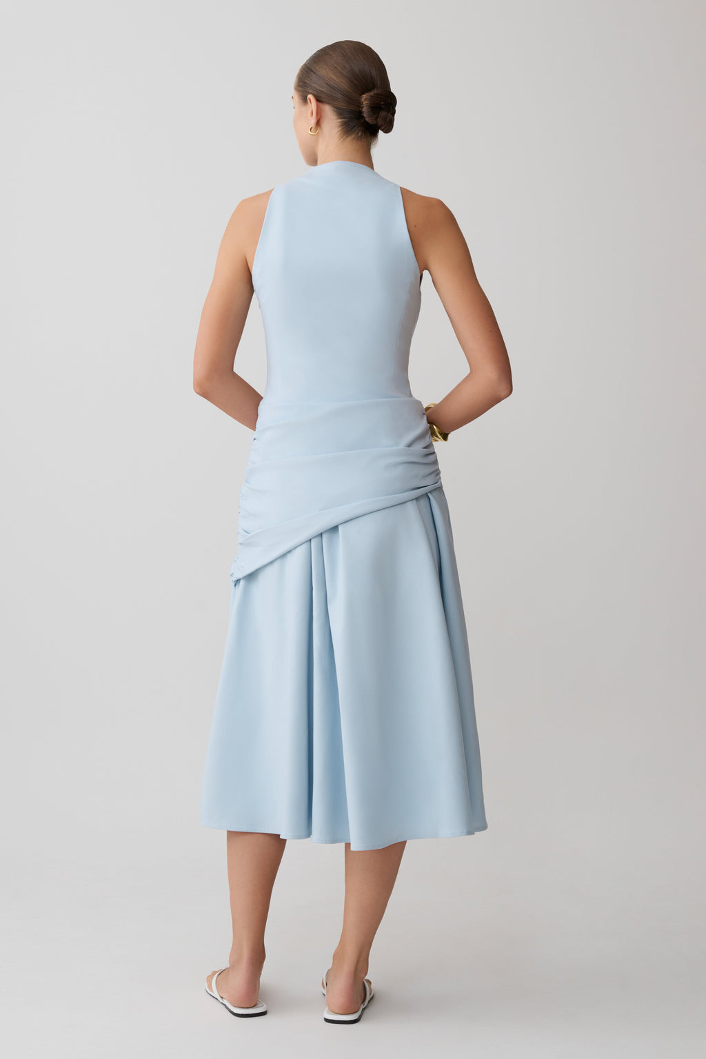 Wrapped Waist Midi Dress - Sky Blue