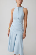 Wrapped Waist Midi Dress - Sky Blue