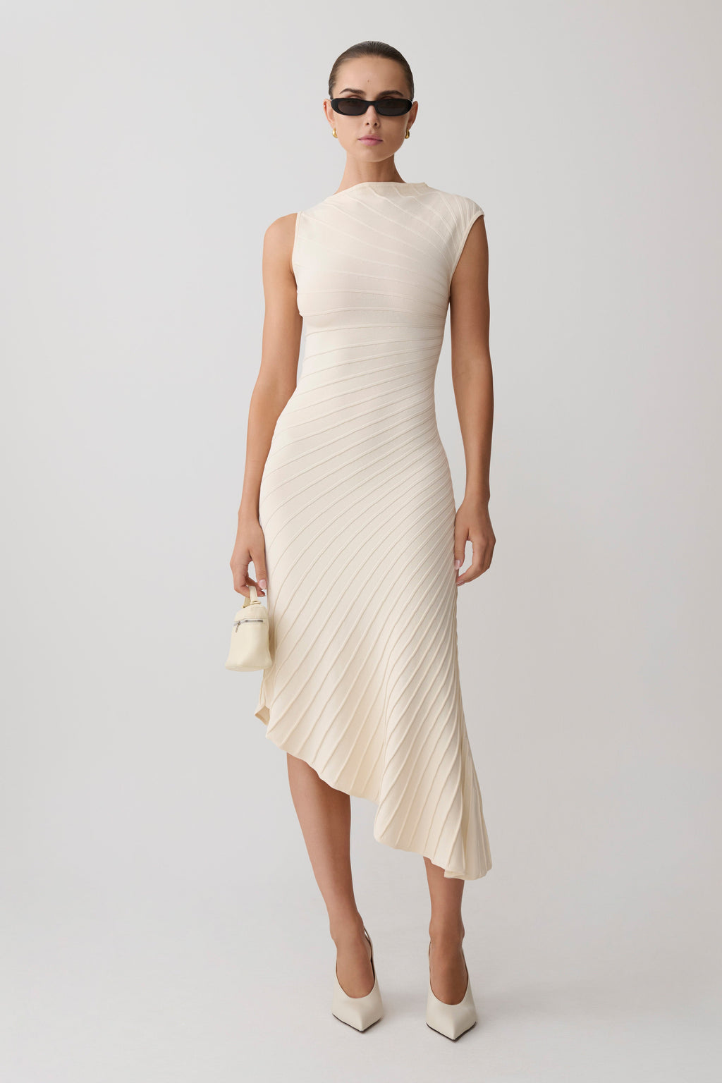 Pleated Knit Dress - Ivory