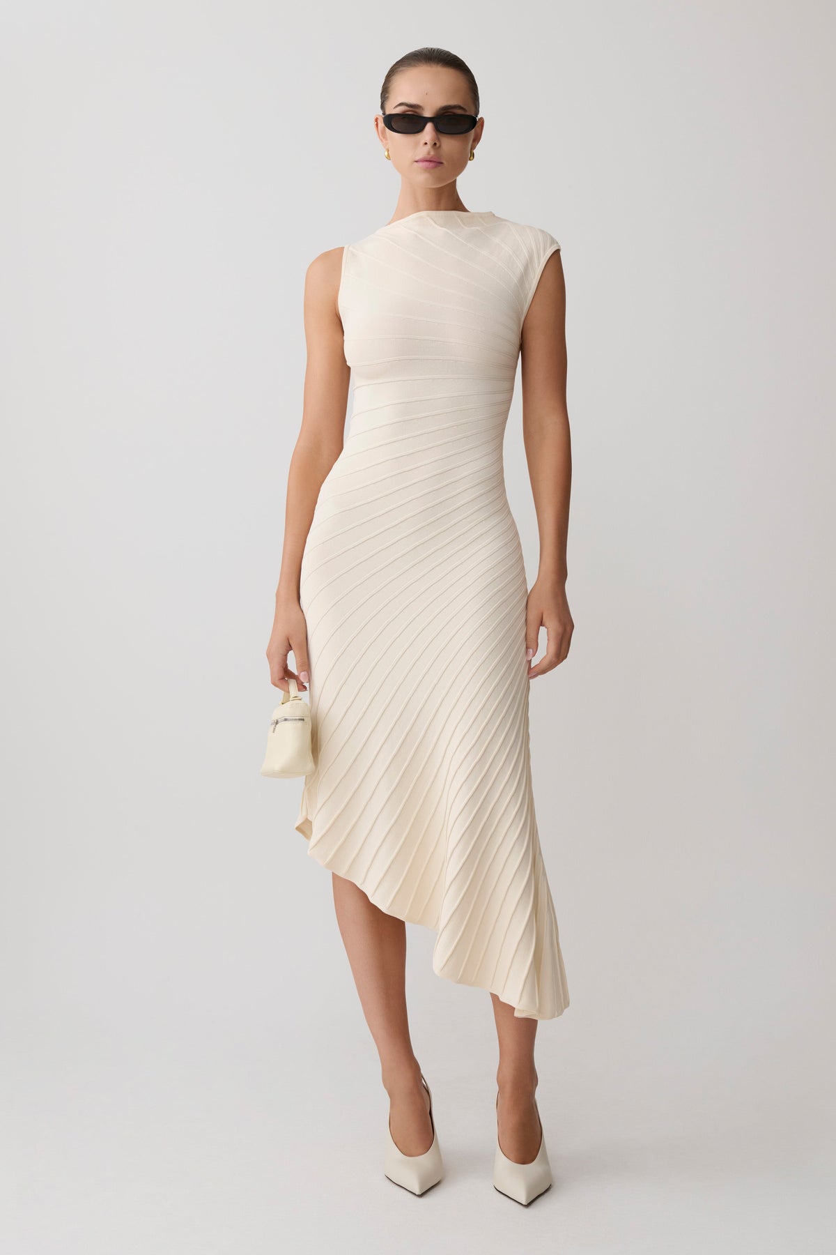 Pleated Knit Dress - Ivory