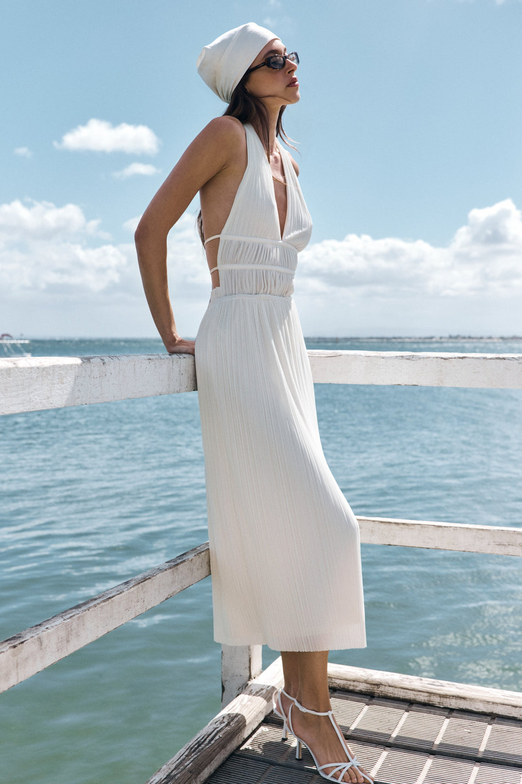 Cowl Halter Midi Dress - Ivory
