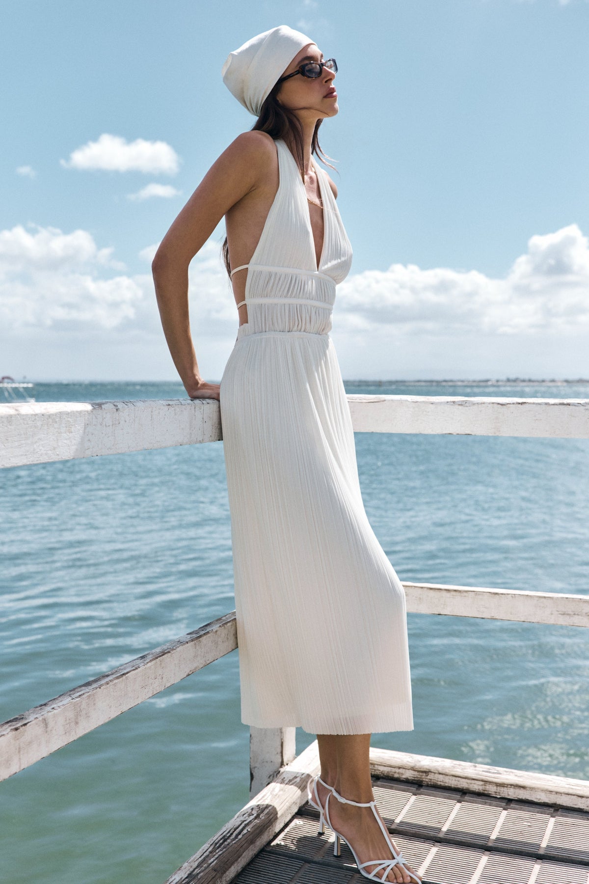 Cowl Halter Midi Dress - Ivory