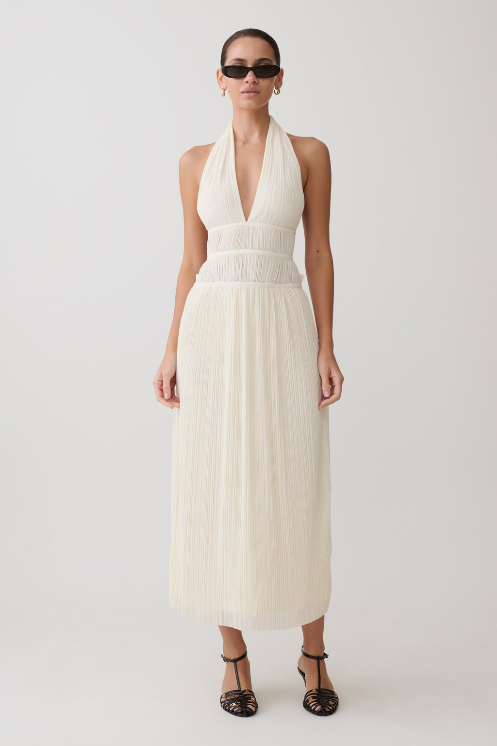 Cowl Halter Midi Dress - Ivory