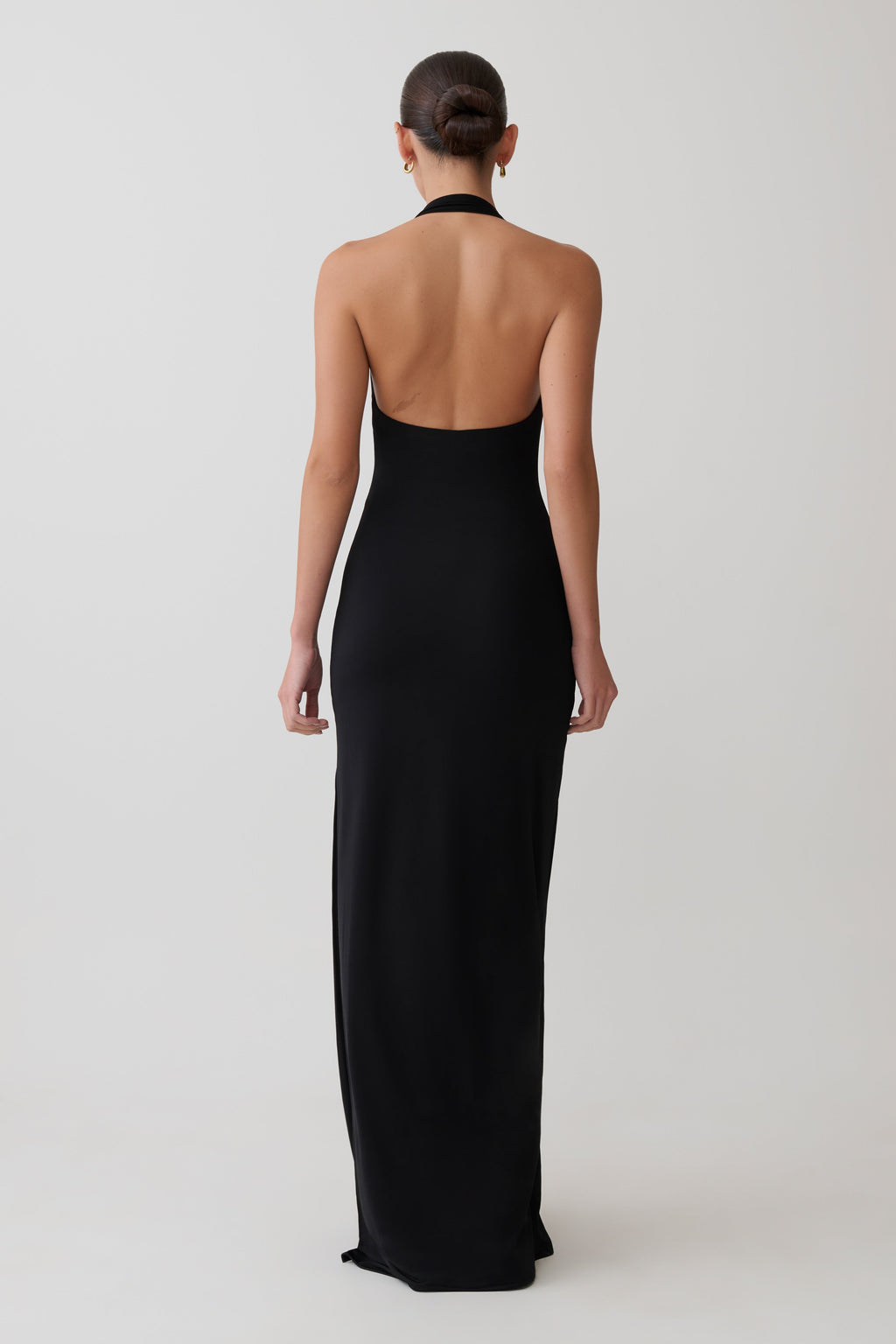 Slinky Halter Maxi Dress - Black