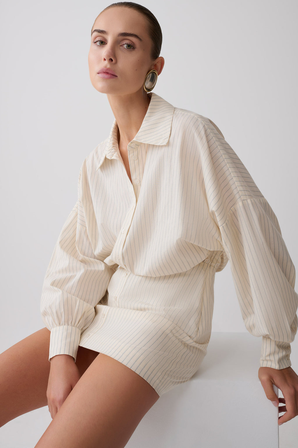 Oversize Shirt Mini Dress - Stripe