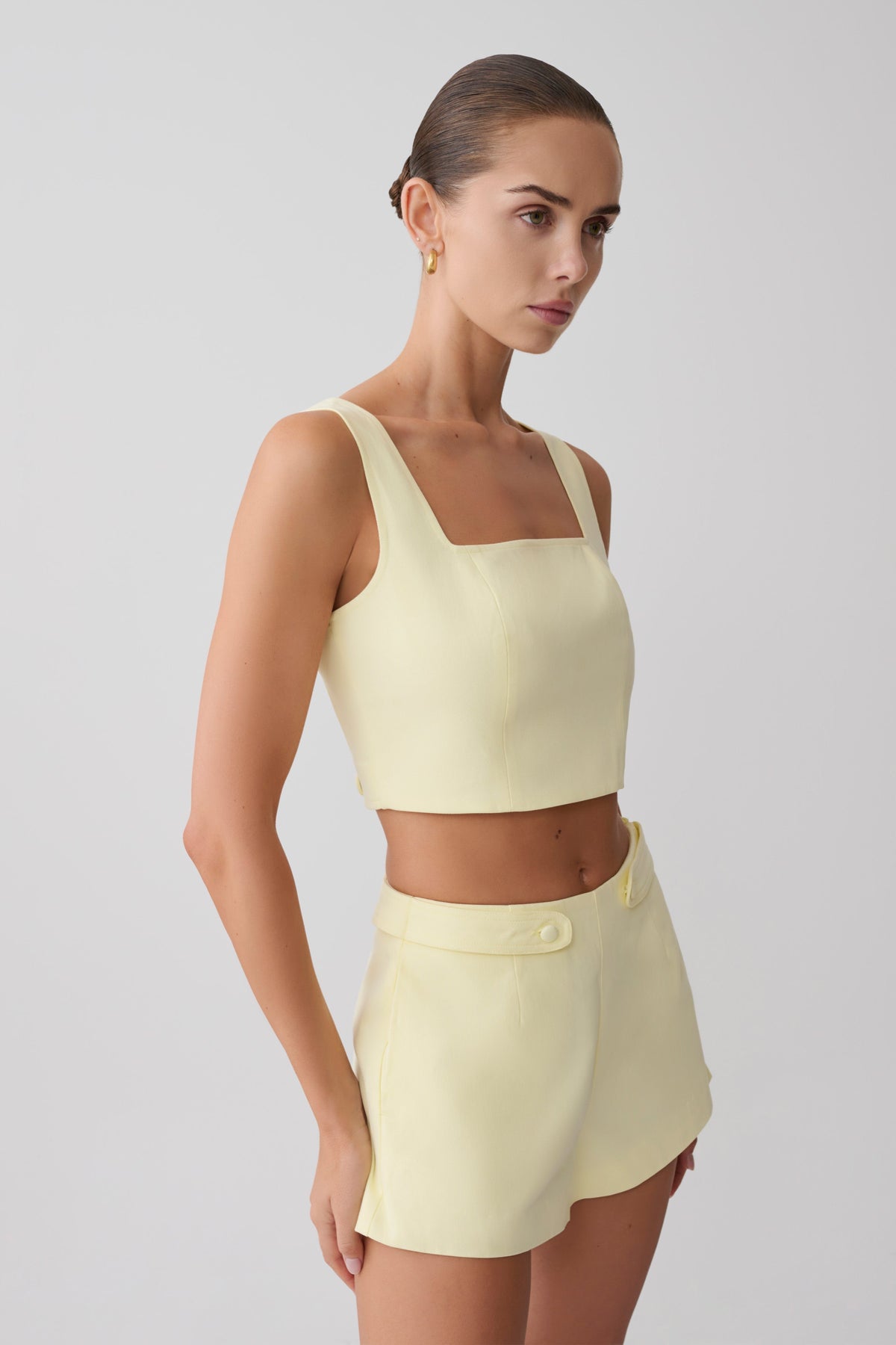Crop Top With Open Back - Lemon