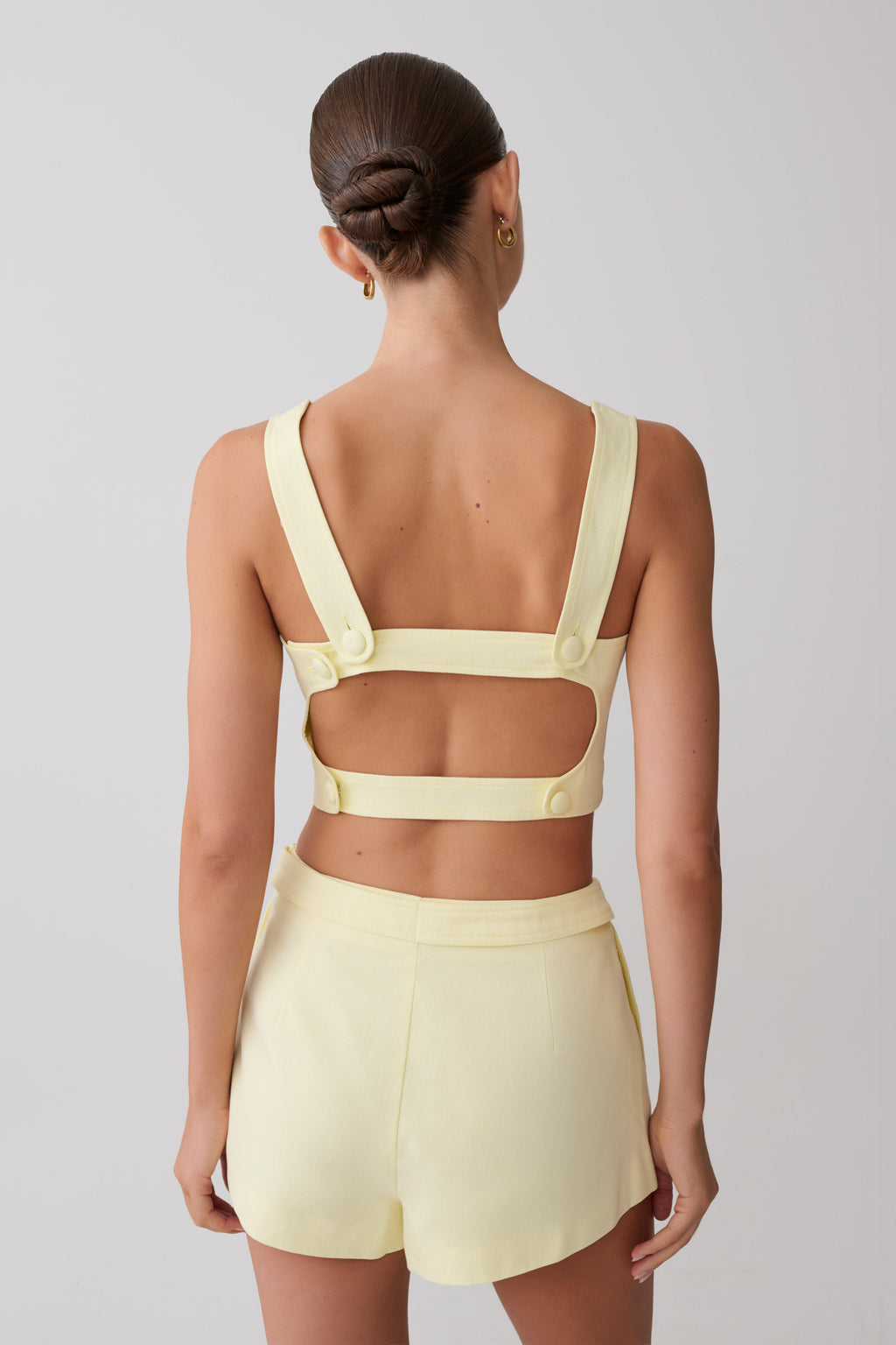 Crop Top With Open Back - Lemon