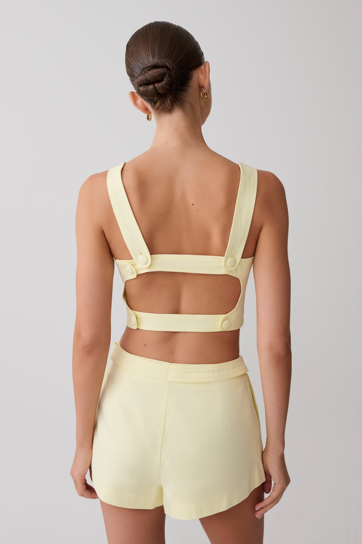 Crop Top With Open Back - Lemon