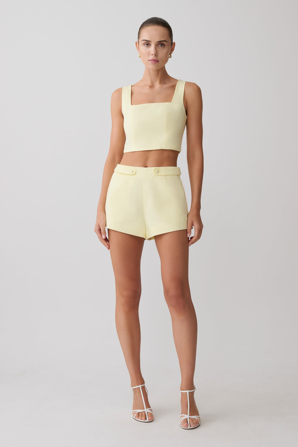 Crop Top With Open Back - Lemon