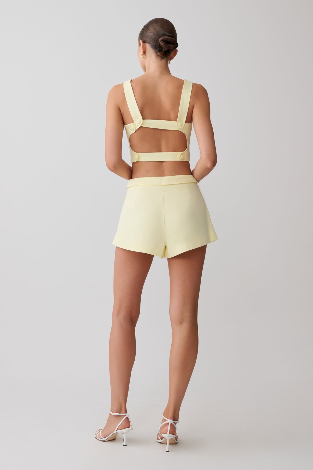 Crop Top With Open Back - Lemon