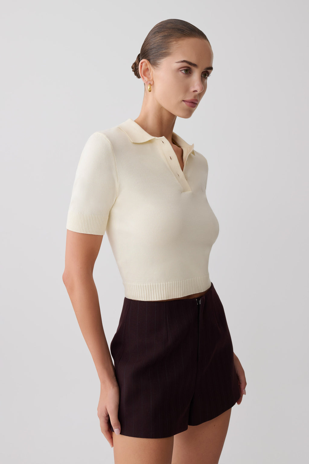 Knit Button Up Top - Ivory