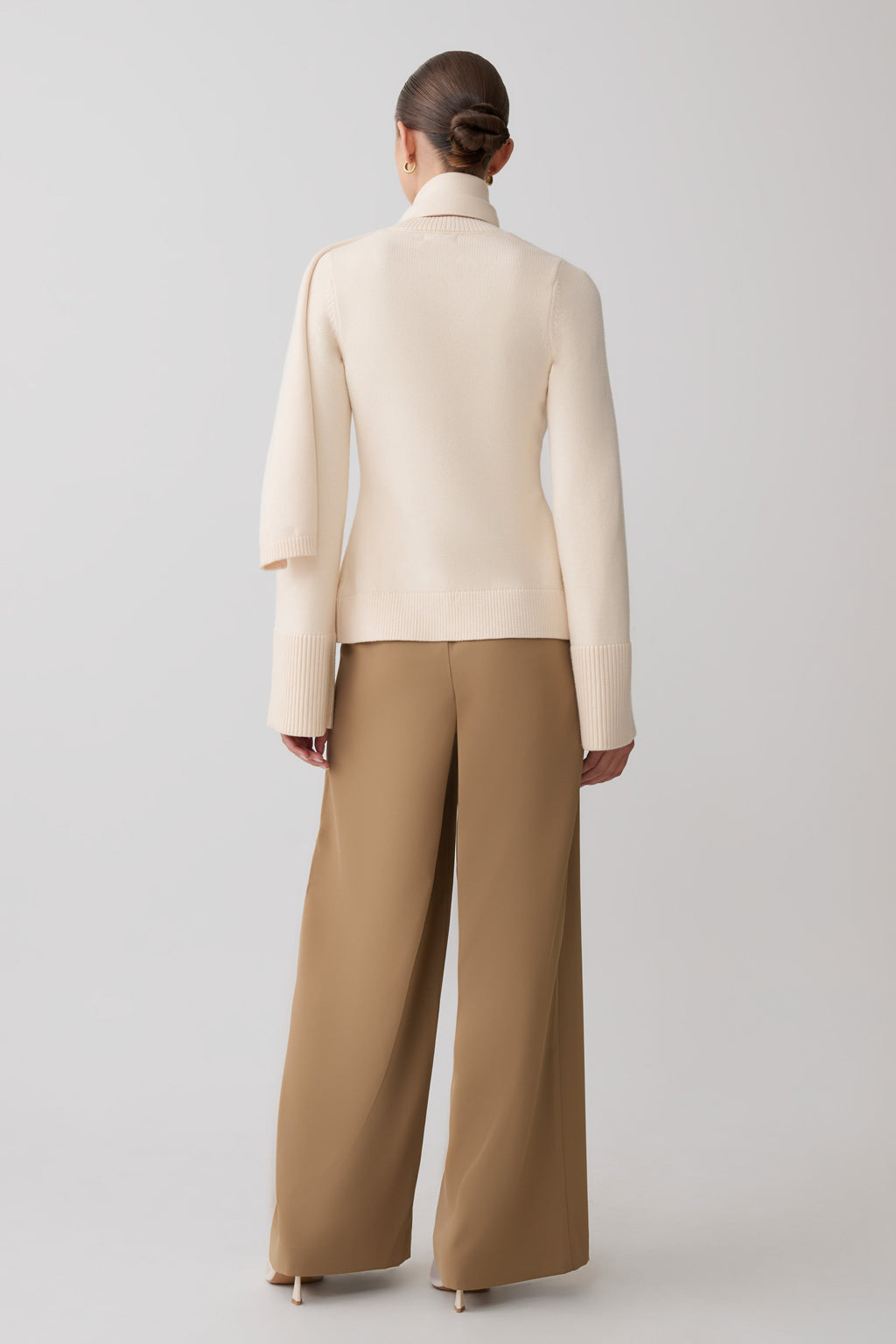 Knit Cardigan With Scarf - Ivory