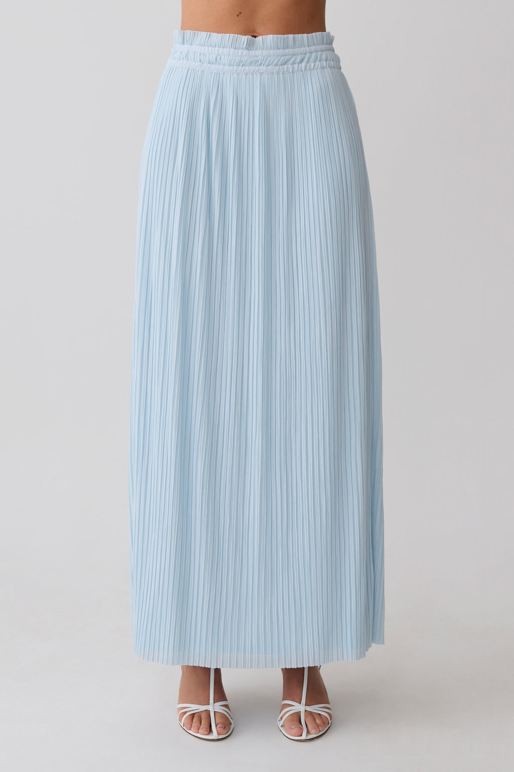 Gathered Plisse Maxi Skirt - Pale Blue
