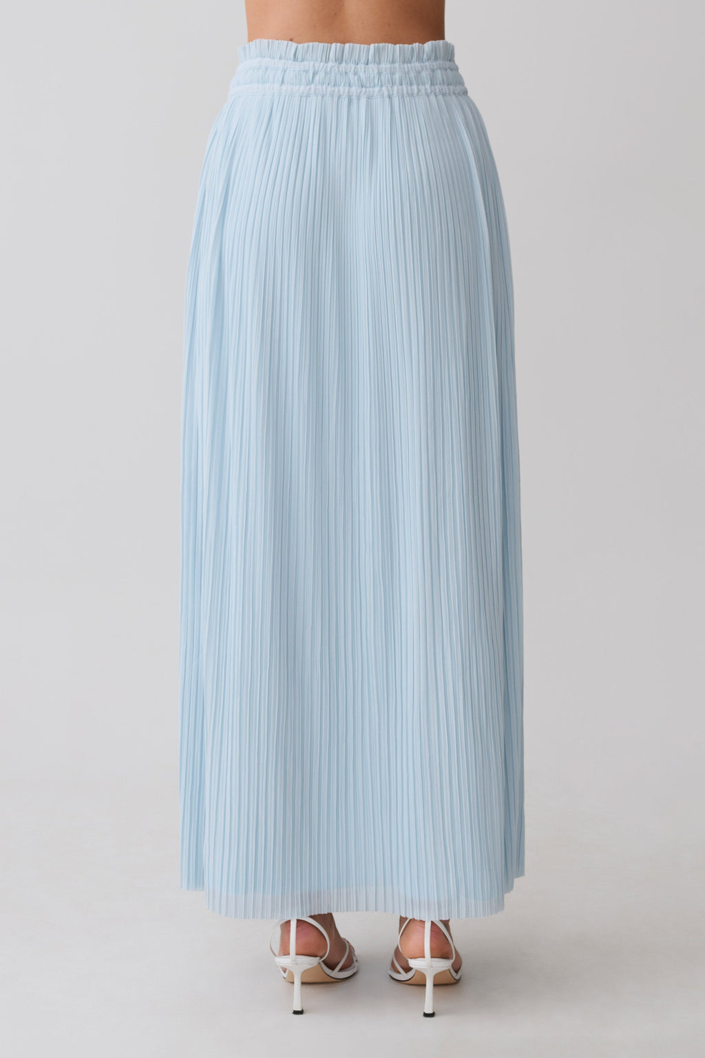 Gathered Plisse Maxi Skirt - Pale Blue