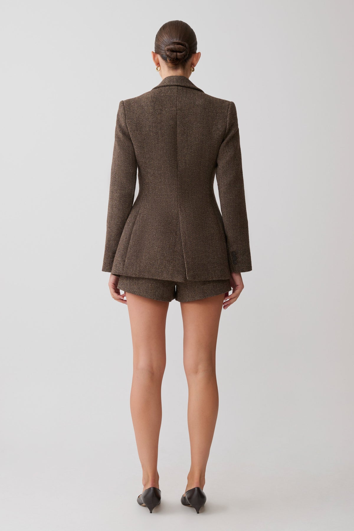 Structured Blazer With Hardware - Herringbone