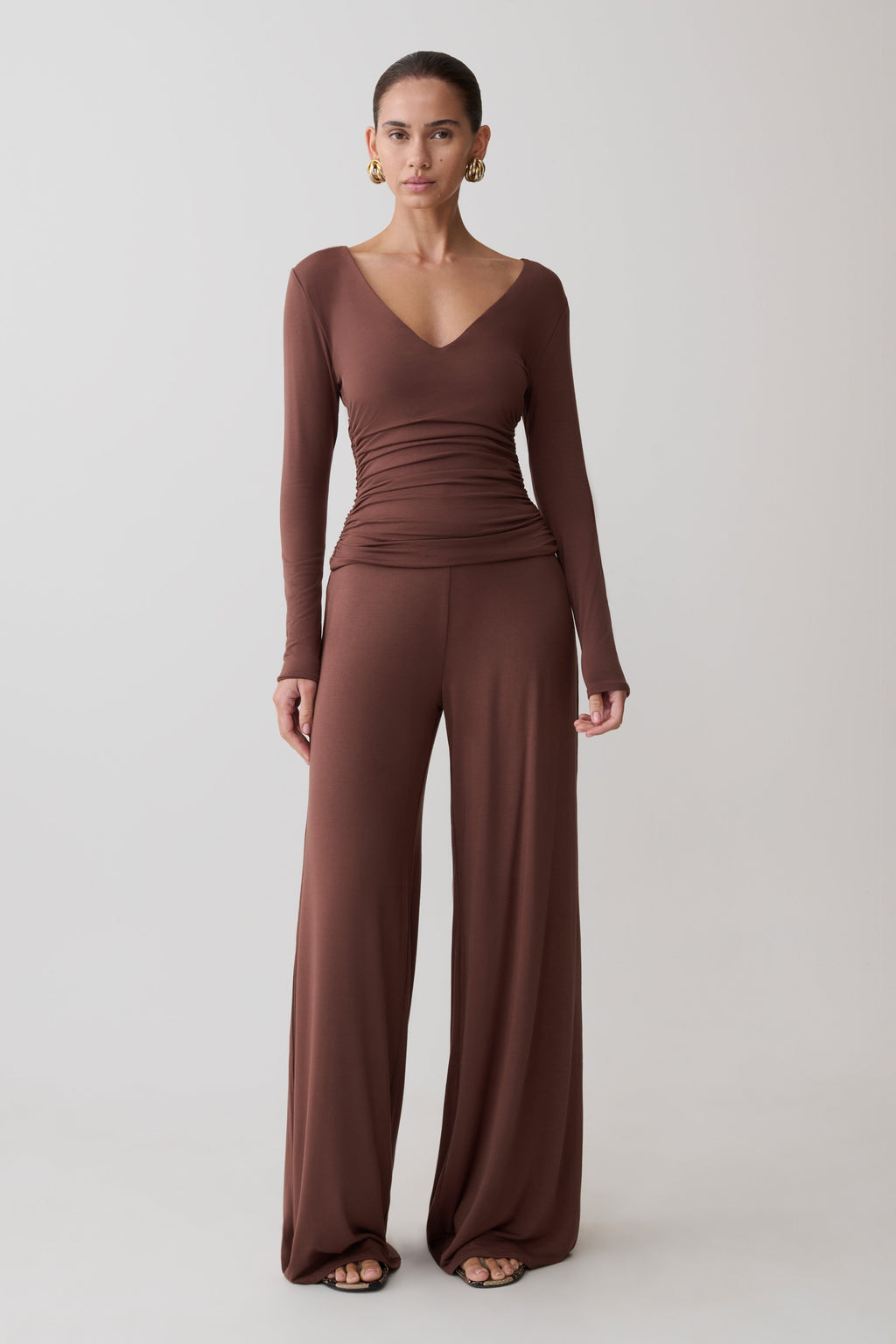 Wide Leg Modal Pants - Chocolate