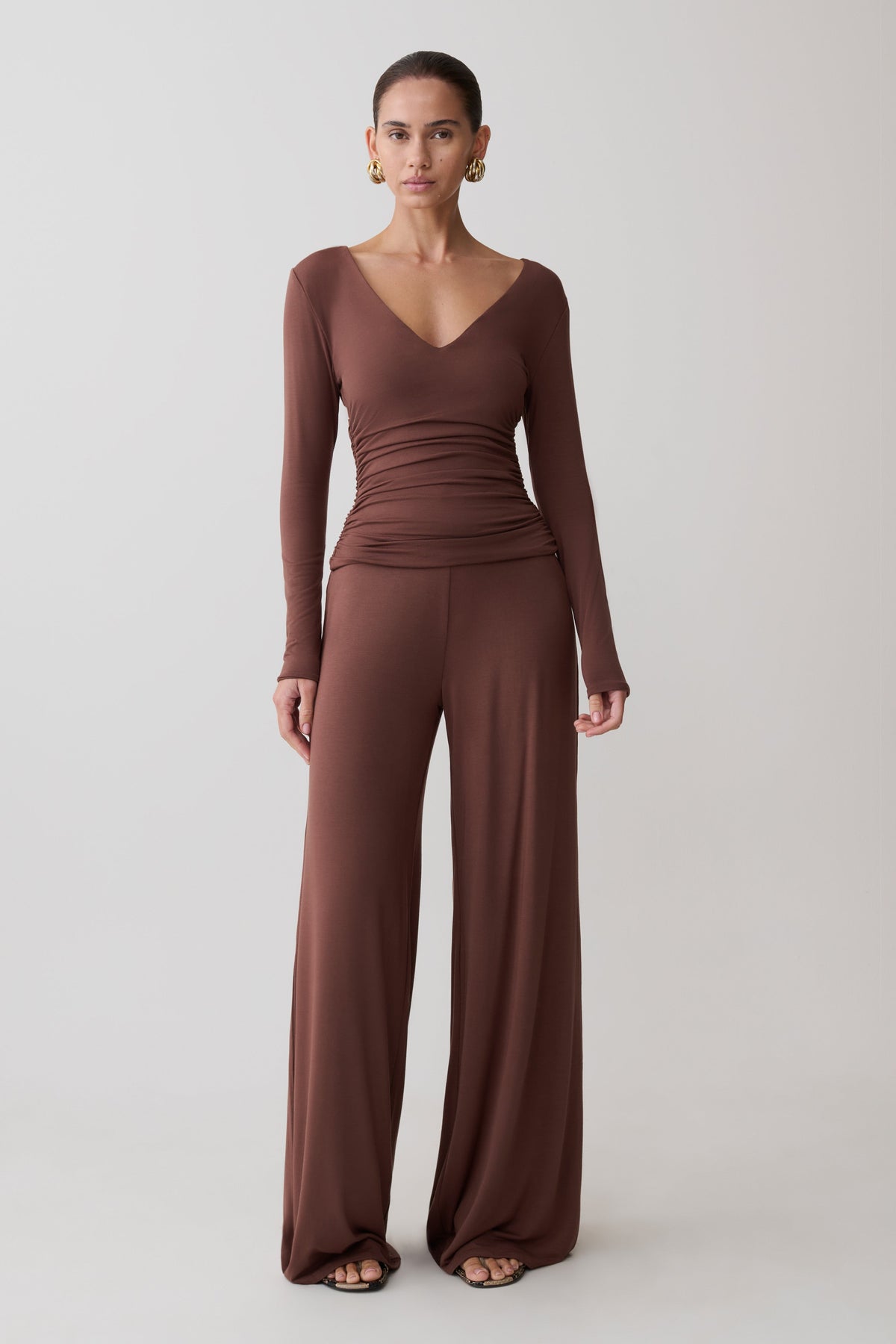 Wide Leg Modal Pants - Chocolate