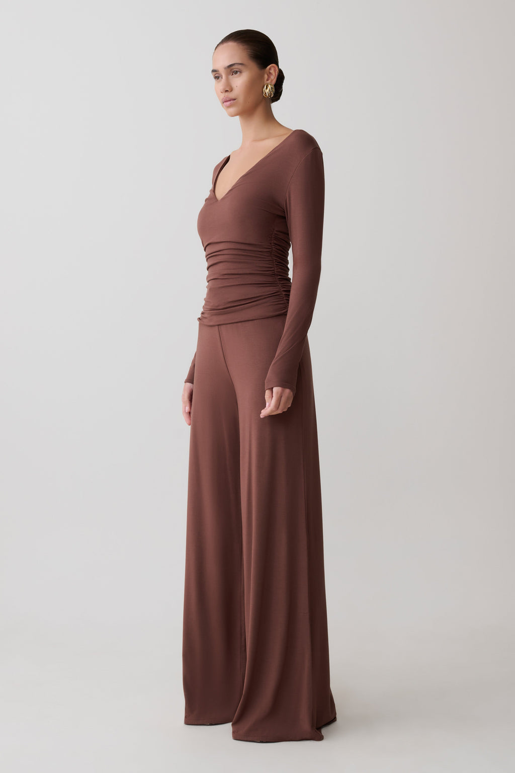 Wide Leg Modal Pants - Chocolate