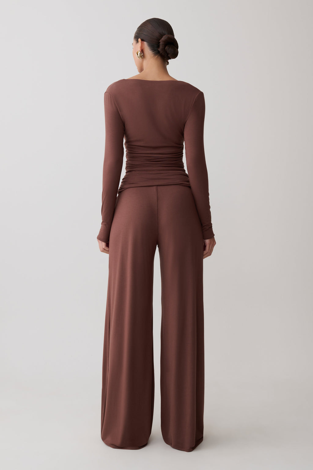 Wide Leg Modal Pants - Chocolate