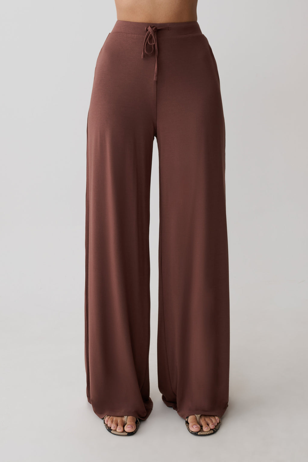 Wide Leg Modal Pants - Chocolate