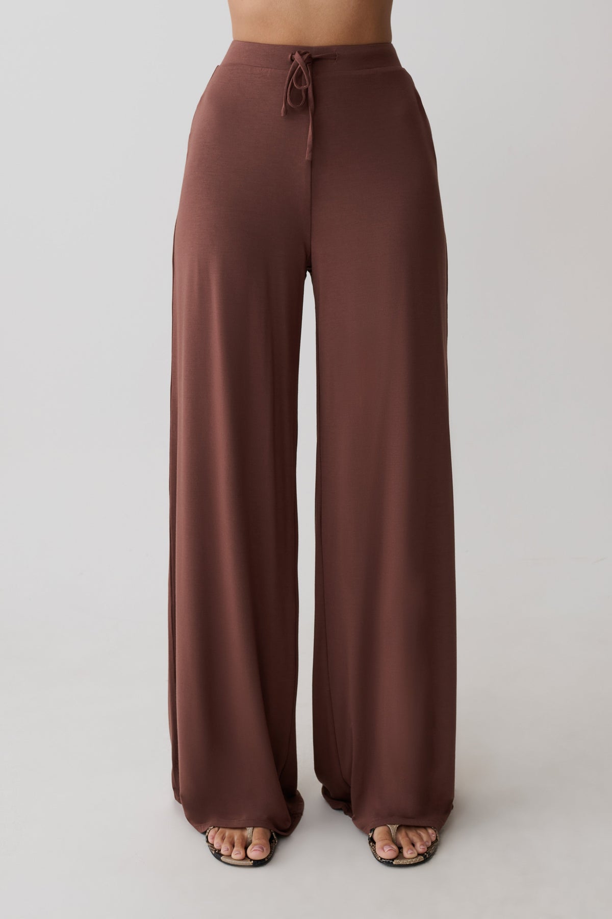Wide Leg Modal Pants - Chocolate