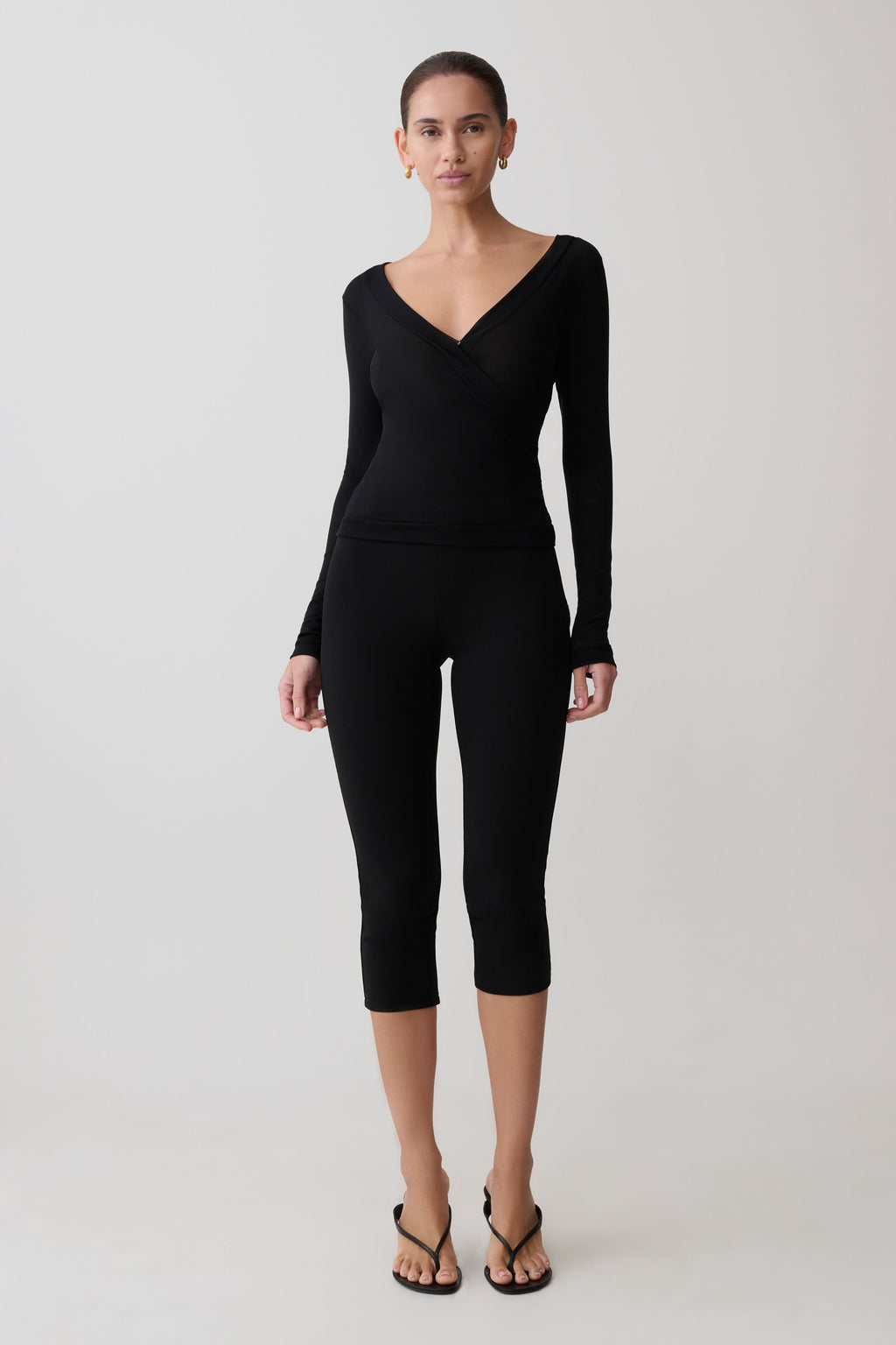 Long Sleeve Mesh Top - Black