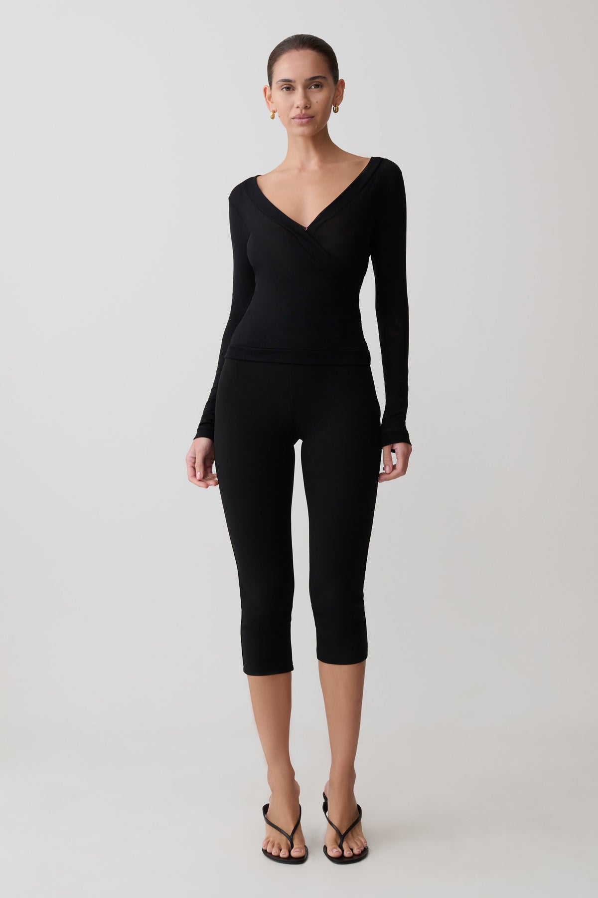 Long Sleeve Mesh Top - Black