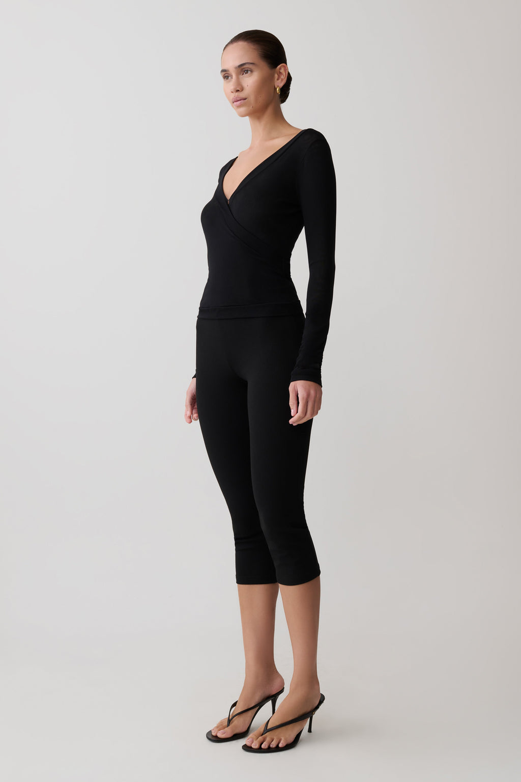 Long Sleeve Mesh Top - Black
